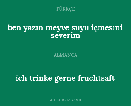 ich trinke gerne fruchtsaft - ben yazın meyve suyu içmesini severim