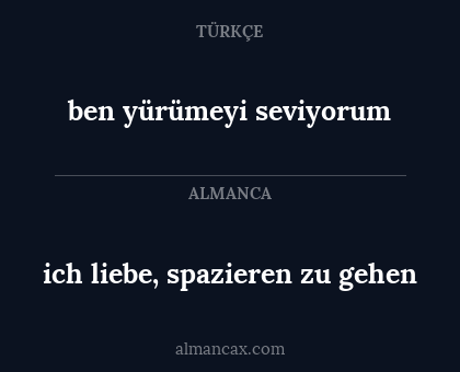 ben yürümeyi seviyorum - ich liebe, spazieren zu gehen