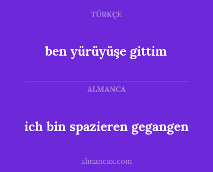 ben yürüyüşe gittim - ich bin spazieren gegangen