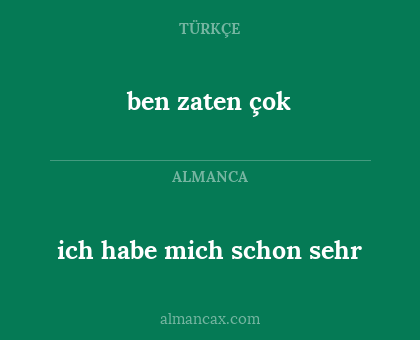 ich habe mich schon sehr - ben zaten çok