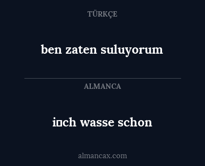 i̇ch wasse schon - ben zaten suluyorum