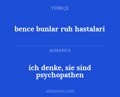 ich denke, sie sind psychopathen - bence bunlar ruh hastalari