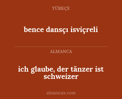 bence dansçı isviçreli - ich glaube, der tänzer ist schweizer