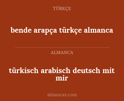 türkisch arabisch deutsch mit mir - bende arapça türkçe almanca