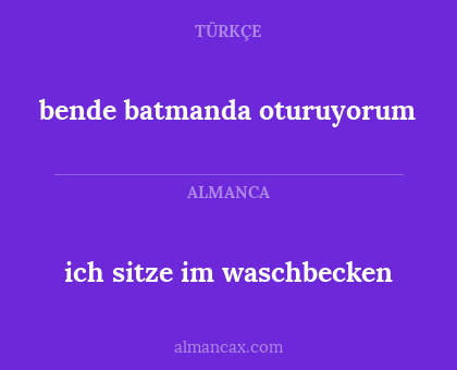 ich sitze im waschbecken - bende batmanda oturuyorum