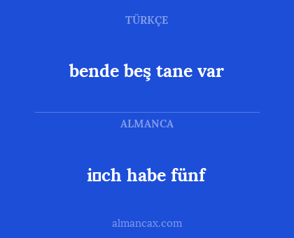 bende beş tane var - i̇ch habe fünf