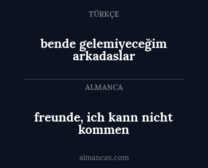 freunde, ich kann nicht kommen - bende gelemiyeceğim arkadaslar