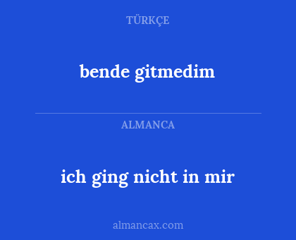 bende gitmedim - ich ging nicht in mir
