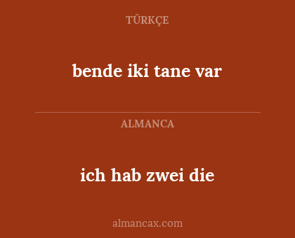 bende iki tane var - ich hab zwei die