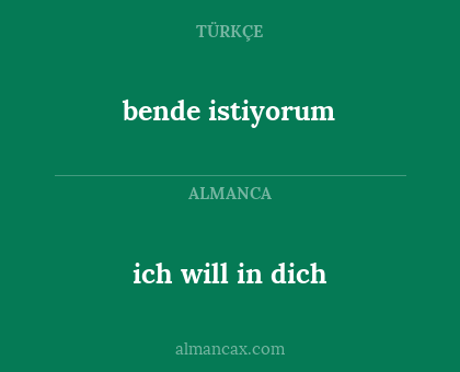 bende istiyorum - ich will in dich
