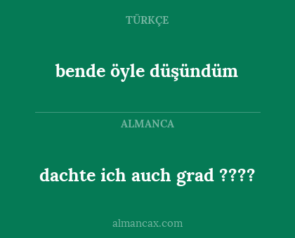dachte ich auch grad ???? - bende öyle düşündüm