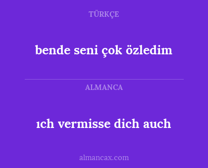 bende seni çok özledim - ıch vermisse dich auch