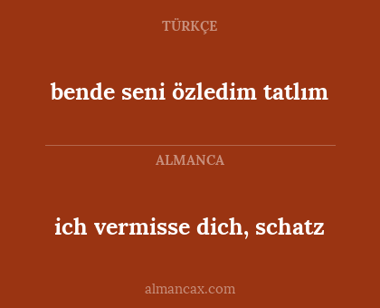 ich vermisse dich, schatz - bende seni özledim tatlım