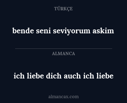 ich liebe dich auch ich liebe - bende seni seviyorum askim