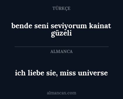 ich liebe sie, miss universe - bende seni seviyorum kainat güzeli