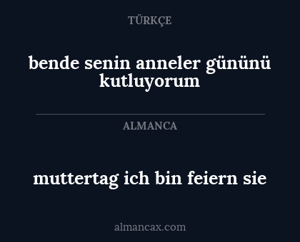 muttertag ich bin feiern sie - bende senin anneler gününü kutluyorum