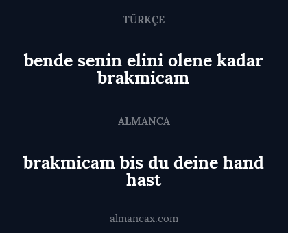 bende senin elini olene kadar brakmicam - brakmicam bis du deine hand hast