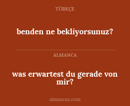 benden ne bekliyorsunuz? - was erwartest du gerade von mir?