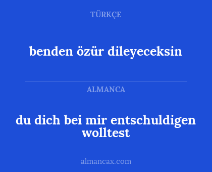 benden özür dileyeceksin - du dich bei mir entschuldigen wolltest