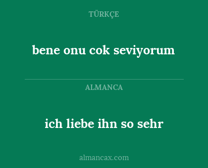 ich liebe ihn so sehr - bene onu cok seviyorum