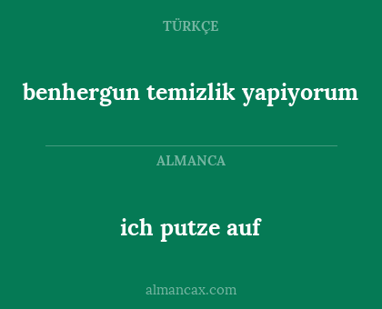 benhergun temizlik yapiyorum - ich putze auf