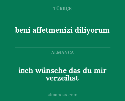 beni affetmenizi diliyorum - i̇ch wünsche das du mir verzeihst
