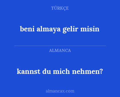 kannst du mich nehmen? - beni almaya gelir misin