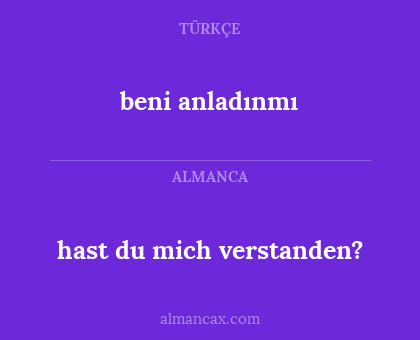 beni anladınmı - hast du mich verstanden?