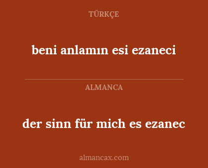 beni anlamın esi ezaneci - der sinn für mich es ezanec