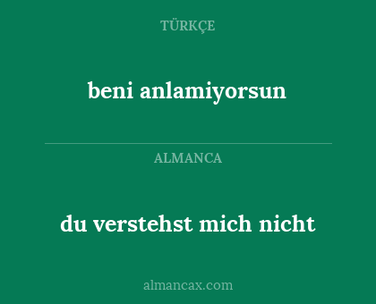 beni anlamiyorsun - du verstehst mich nicht