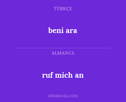 beni ara - ruf mich an