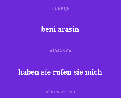 beni arasin - haben sie rufen sie mich