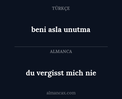 du vergisst mich nie - beni asla unutma