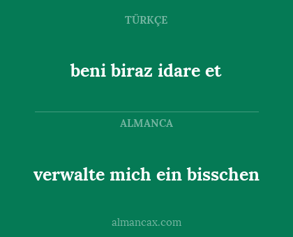 beni biraz idare et - verwalte mich ein bisschen