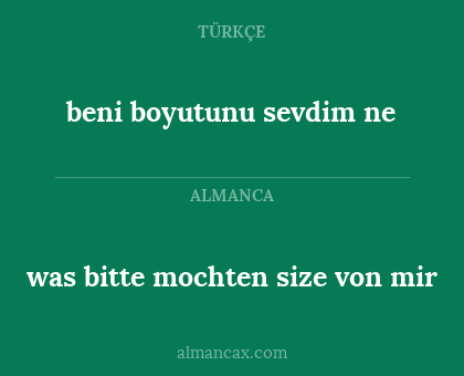 beni boyutunu sevdim ne - was bitte mochten size von mir