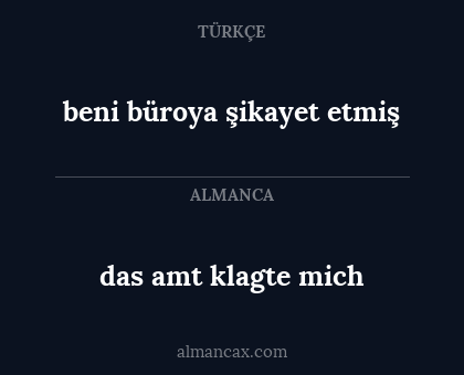 das amt klagte mich - beni büroya şikayet etmiş