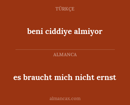 beni ciddiye almiyor - es braucht mich nicht ernst