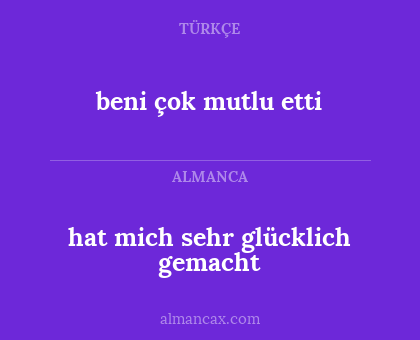 hat mich sehr glücklich gemacht - beni çok mutlu etti
