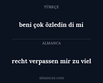 recht verpassen mir zu viel - beni çok özledin di mi