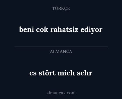 es stört mich sehr - beni cok rahatsiz ediyor