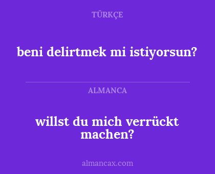 beni delirtmek mi istiyorsun? - willst du mich verrückt machen?