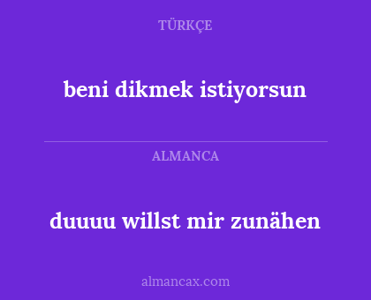 beni dikmek istiyorsun - duuuu willst mir zunähen