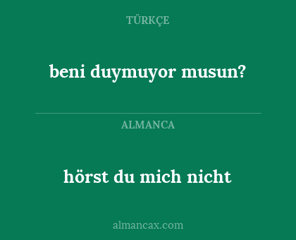 hörst du mich nicht - beni duymuyor musun?