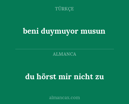 beni duymuyor musun - du hörst mir nicht zu