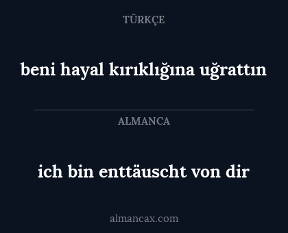 beni hayal kırıklığına uğrattın - ich bin enttäuscht von dir
