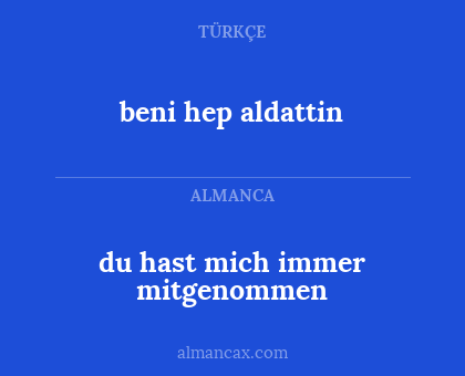du hast mich immer mitgenommen - beni hep aldattin