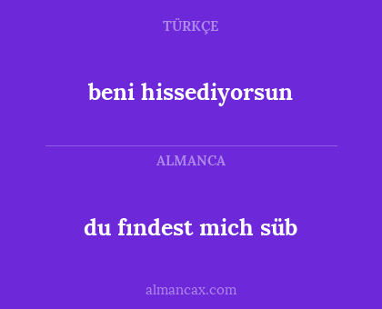 du fındest mich süb - beni hissediyorsun