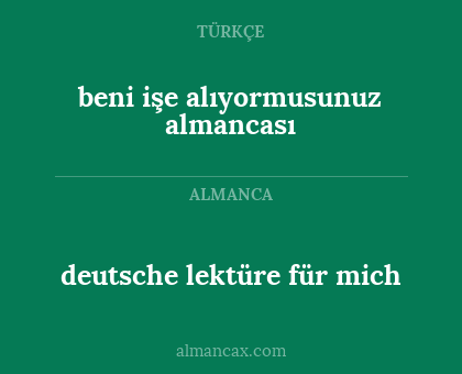 deutsche lektüre für mich - beni işe alıyormusunuz almancası