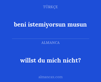 willst du mich nicht? - beni istemiyorsun musun