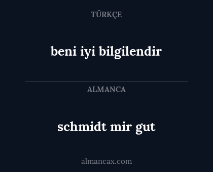 schmidt mir gut - beni iyi bilgilendir